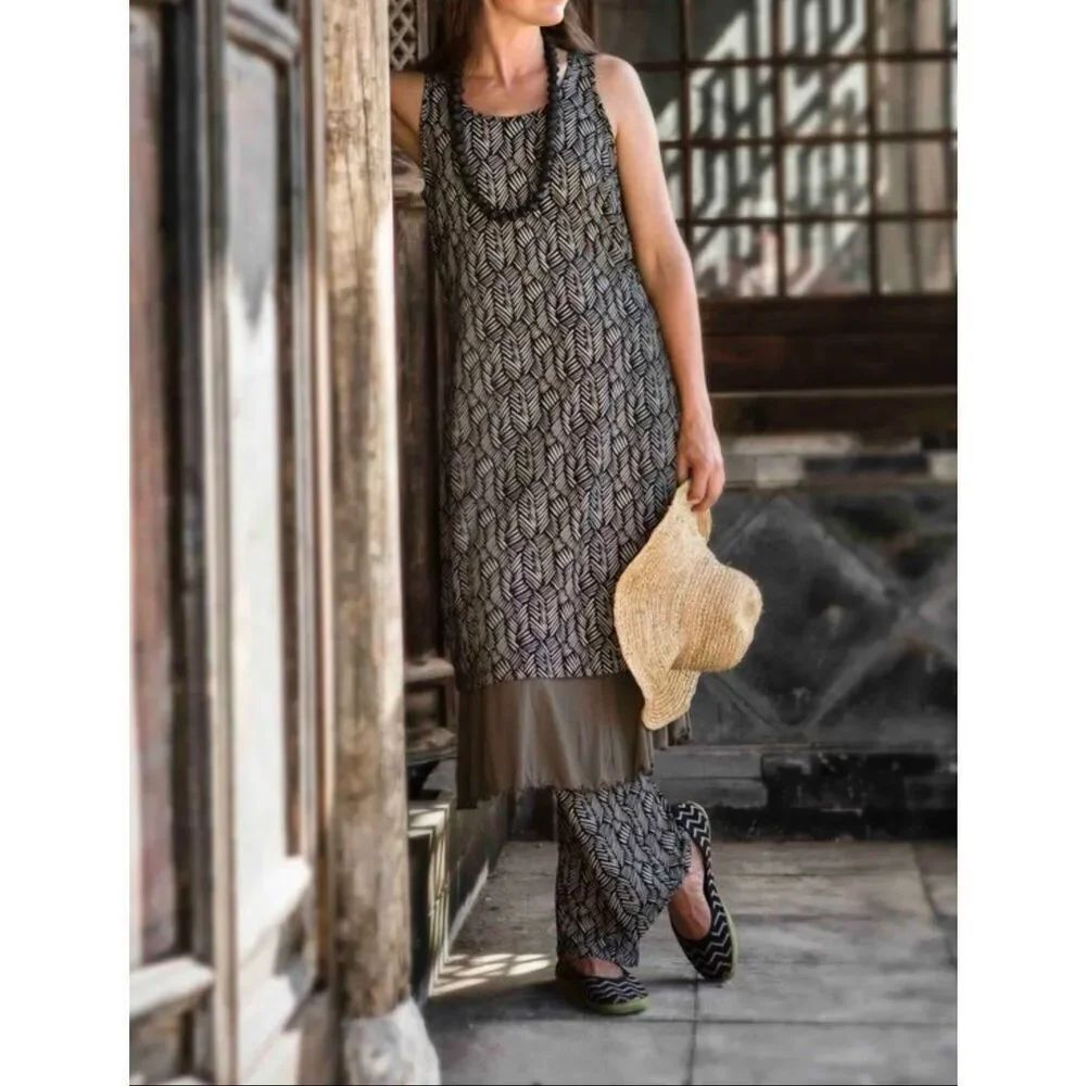 Gudrun Sjödén women's sleeveless dress lagenlook size Medium